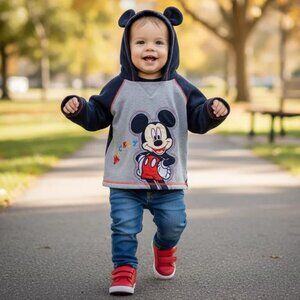 Disney Mickey Mouse 3D Ears Sweatshirt Hoodie Size 24 M